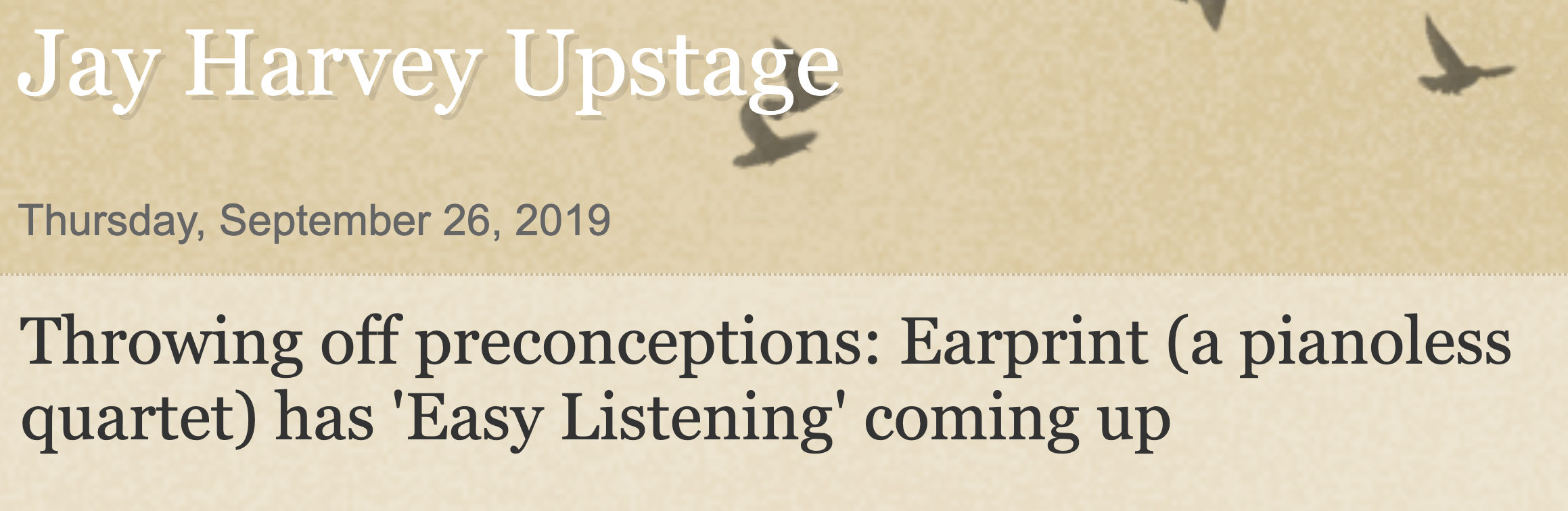 Jay Harvey Upstage Review of Earprint album Easy Listening
